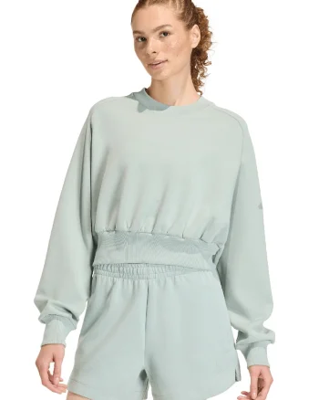 Bluza de trening din amestec de modal cu croiala lejera Soft Lux, Alb/Verde pal