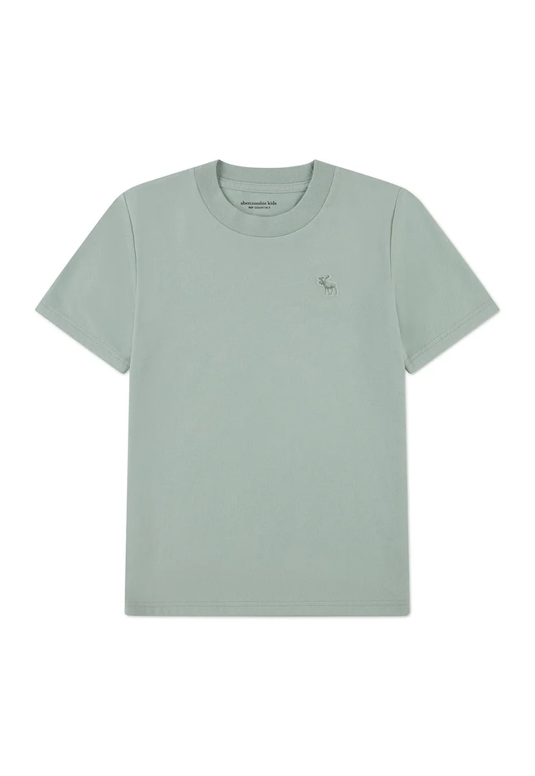 Tricou regular fit cu decolteu la baza gatului, Gri antichizat