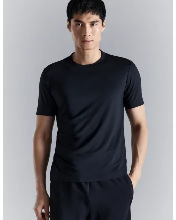 Tricou cu decolteu la baza gatului si model uni, Albastru ultramarin