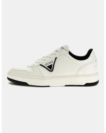 Pantofi sport din piele ecologica cu detalii logo, Alb/Negru
