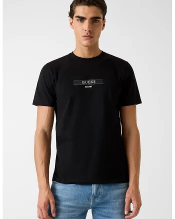 Tricou din amestec de bumbac cu detaliu logo, Negru