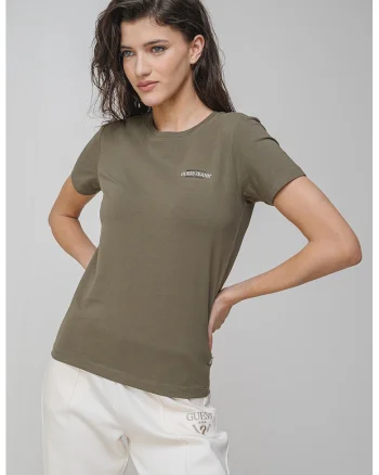 Tricou slim fit cu decolteu la baza gatului, Verde sparanghel