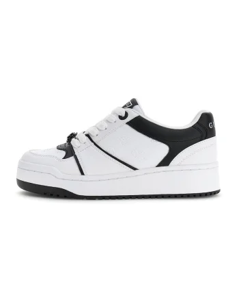 Pantofi sport din piele ecologica cu logo, Negru/Alb optic