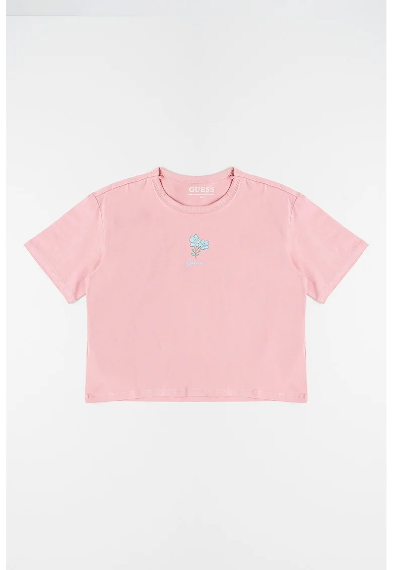 Tricou din amestec de bumbac cu detaliu cu imprimeu grafic, Verde/Roz pastel/Albastru