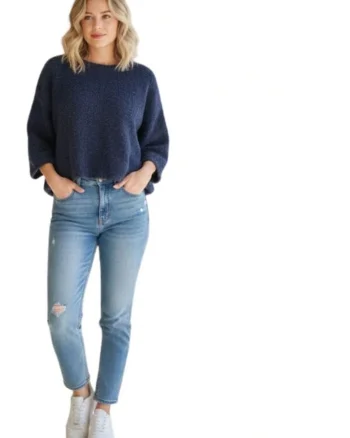 Pulover crop moale supradimensionat,