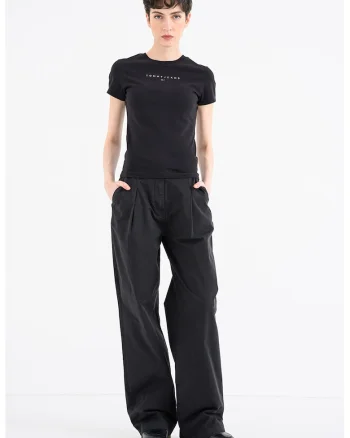 Tricou slim fit cu logo, Negru