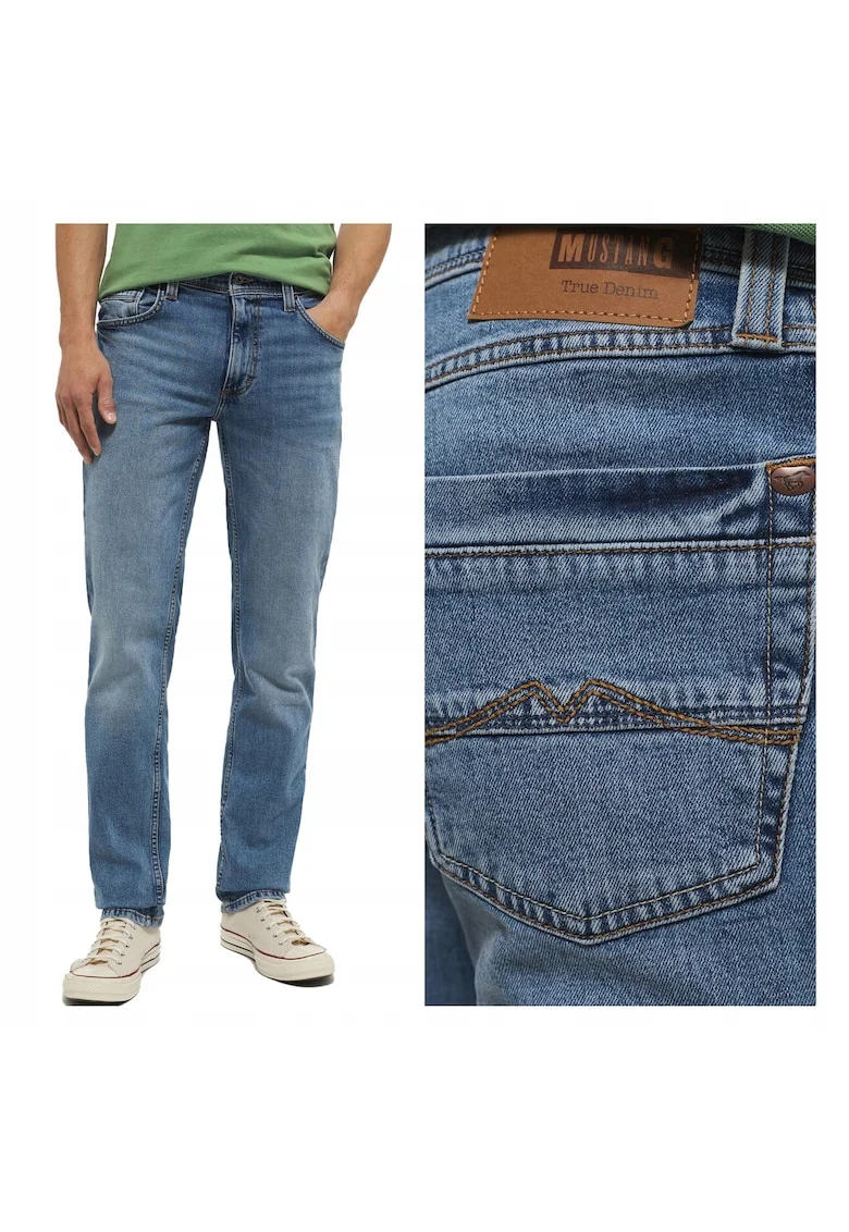 Blugi Barbati,  Washington, Slim Fit, Talie Medie, Fermoar, Lungi, 5 Buzunare, Bumbac, W36-L32, Albastru