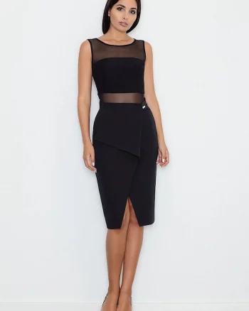 Fusta  clasica poliester, viscozafegre, Negru