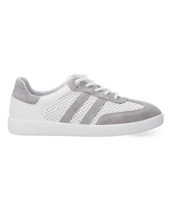 Pantofi sport din piele si piele intoarsa cu perforatii