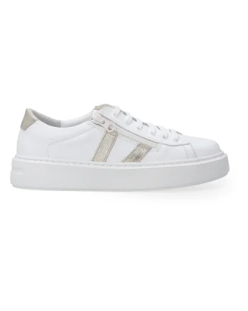 Pantofi sport din piele cu garnituri metalizate