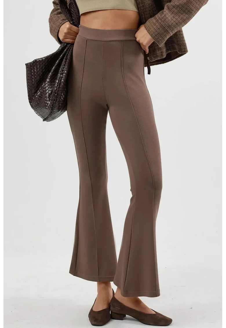 Pantaloni dama,  evazati, maro cafeniu, Maro deschis