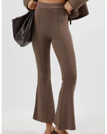 Pantaloni dama,  evazati, maro cafeniu, Maro deschis
