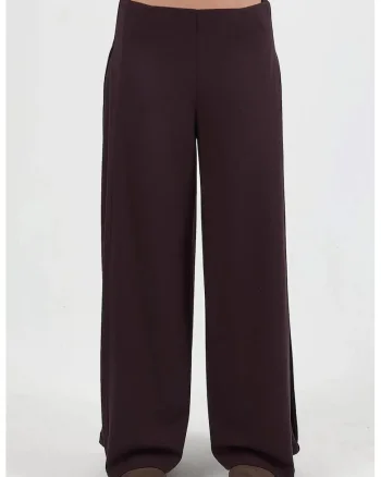 Pantaloni dama,  plisati picior rosu, textil, Visiniu