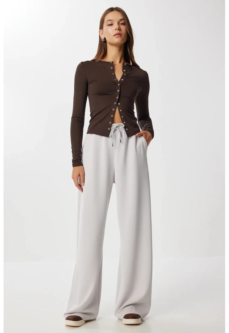 Pantaloni dama, Happiness Istanbul, pantaloni de trening cu gri textil, Gri deschis