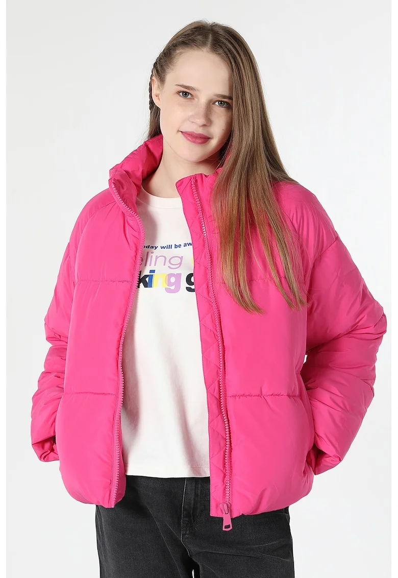 Geaca cu guler inalt, Fucsia