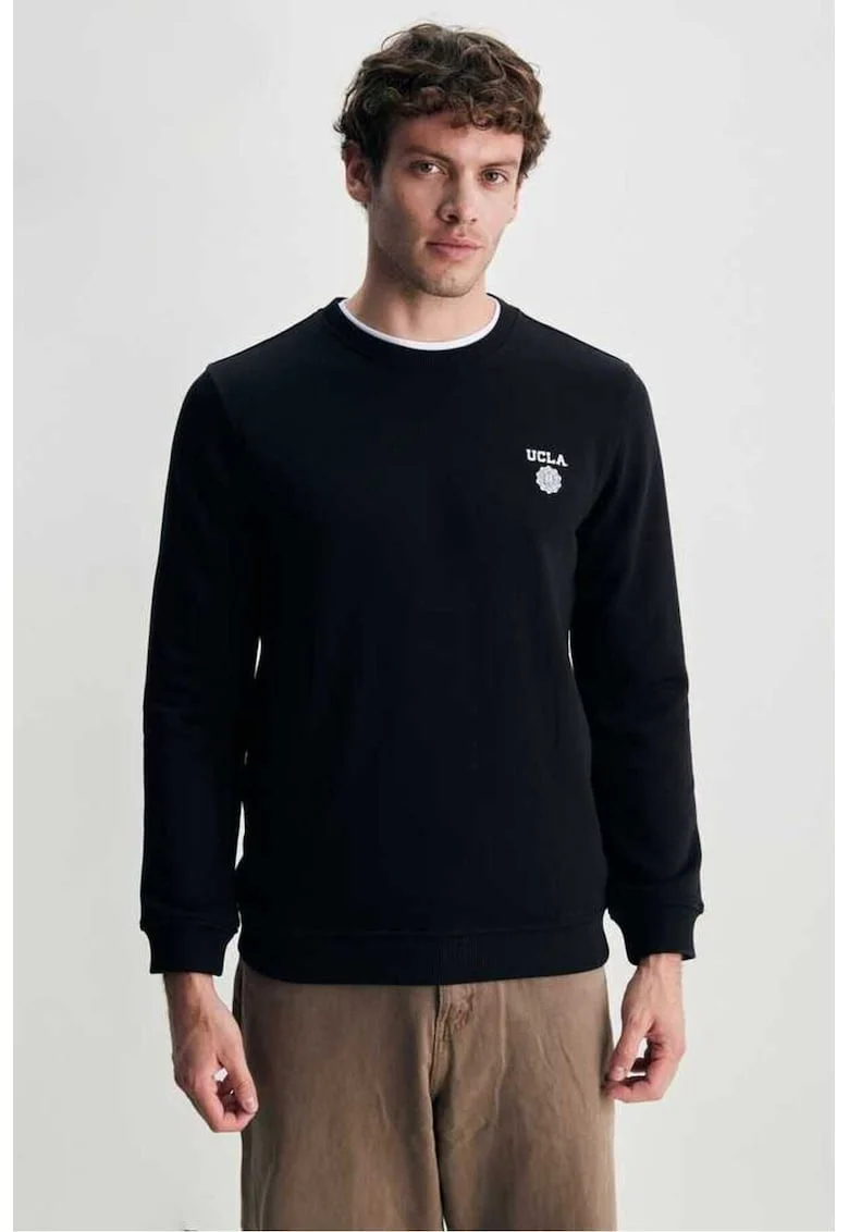 Bluza sport cu decolteu la baza gatului,  VALLEY, Negru
