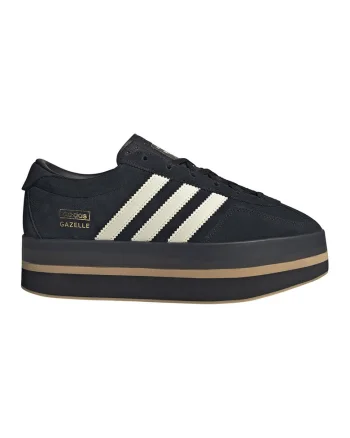 Pantofi sport Gazelle Stack flatform din piele intoarsa, Alb/Auriu/Negru