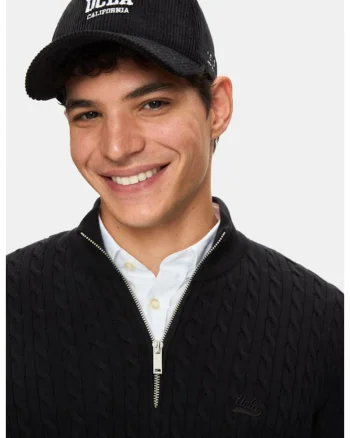 Sapca unisex din reiat cu broderie logo, Negru