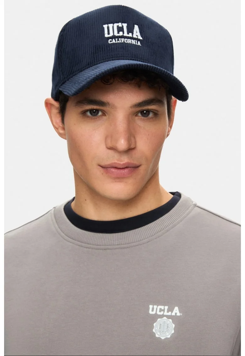 Sapca unisex din reiat cu broderie logo, Bleumarin
