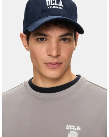 Sapca unisex din reiat cu broderie logo, Bleumarin
