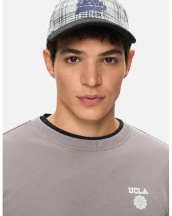 Sapca baseball unisex cu model in carouri Jermaine, Alb/Albastru