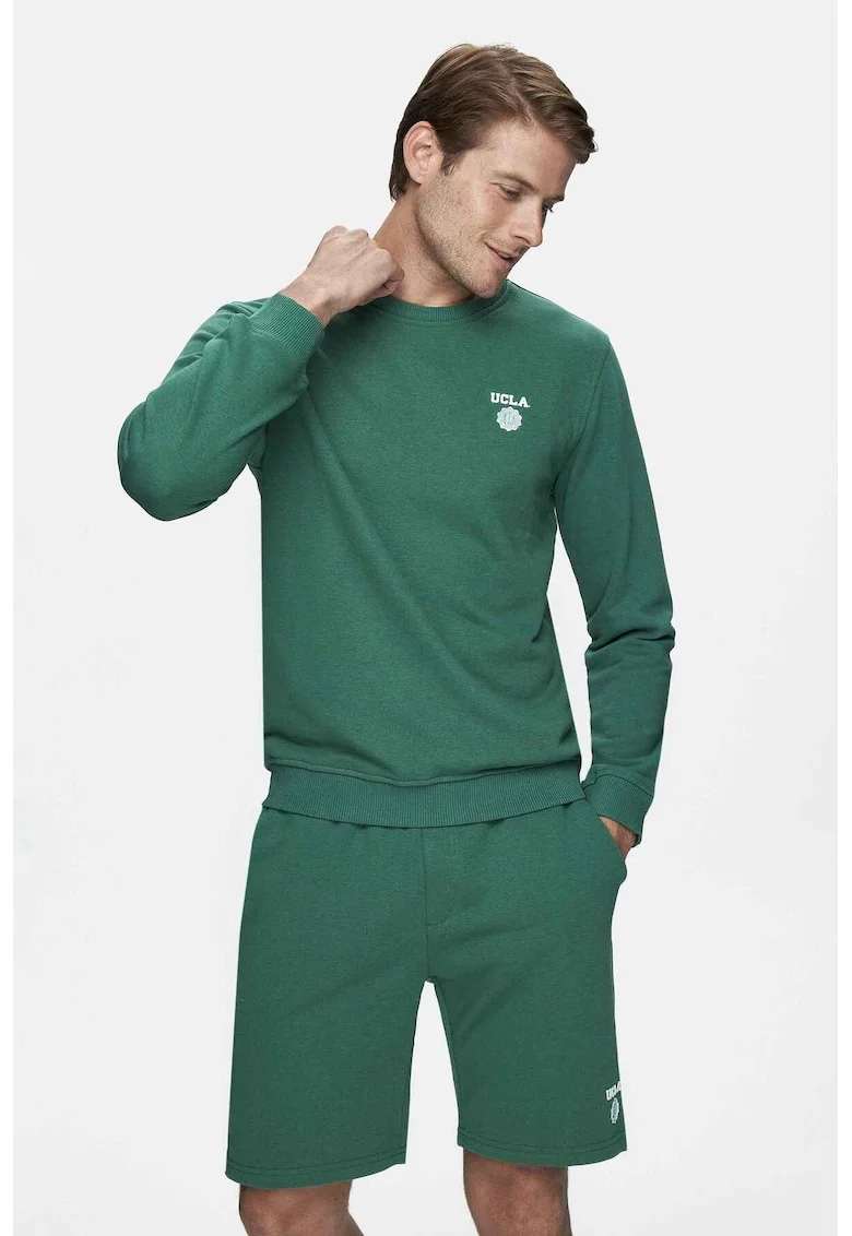 Bluza de trening cu decolteu la baza gatului,  VALLEY, Verde