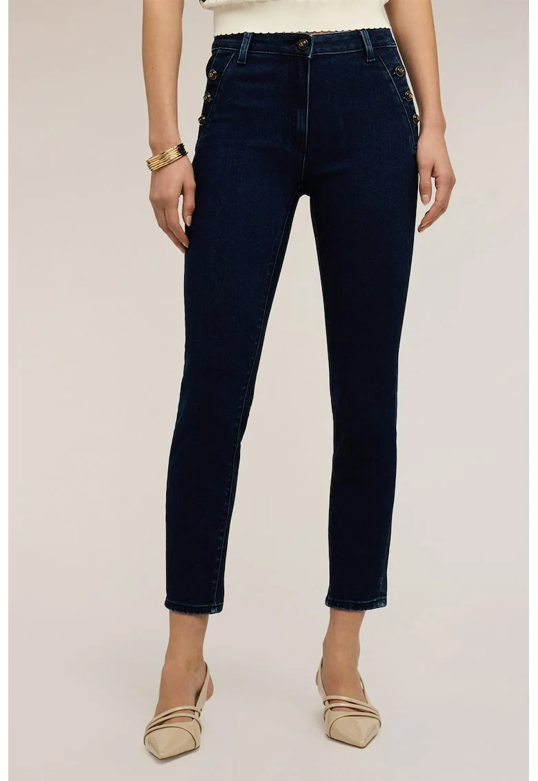 Blugi crop cu croiala skinny, Bleumarin