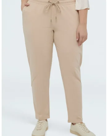 Pantaloni de trening cu croiala conica si talie ajustabila, Bej