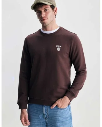 Bluza de trening cu decolteu la baza gatului,  VALLEY, Maro