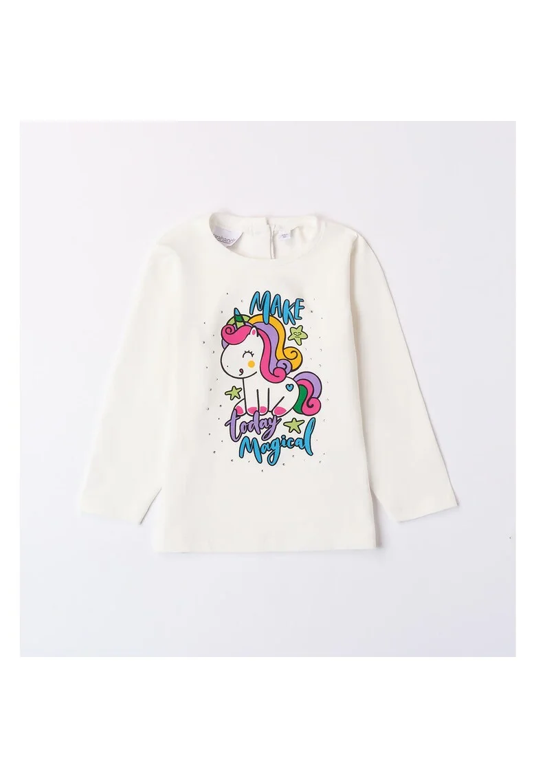 Bluza cu imprimeu unicorn pentru fete,  0.A355, Alb