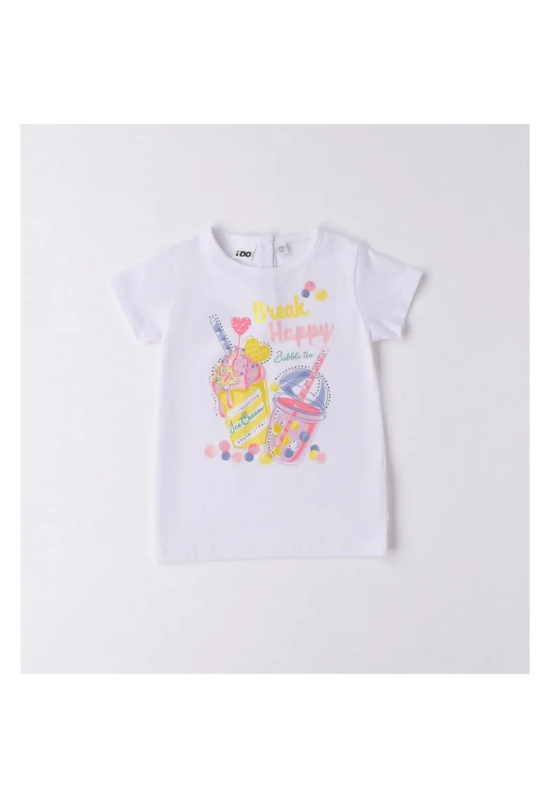Tricou cu imprimeu pentru fete,  4.6748, Multicolor, Alb/Verde/Galben/Roz/Multicolor/Albastru