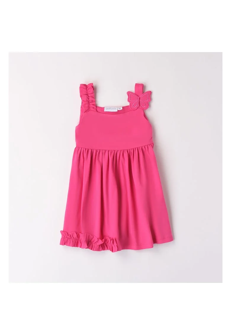 Rochie cu aplicatie fluturas si volane pentru fete,  0.8348, Roz