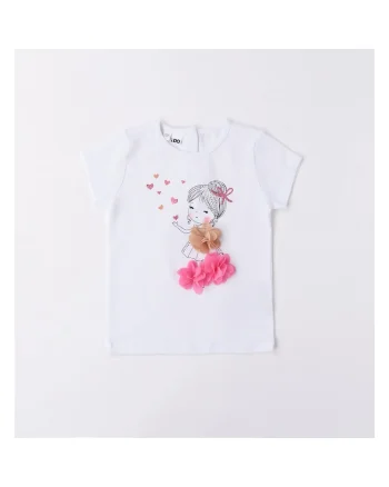 Tricou cu imprimeu pentru fete,  4.6333, Alb, Alb/Bej/Roz