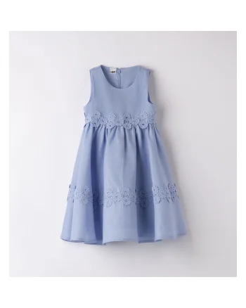 Rochie din in cu broderie pentru fete,  4.8750, Albastru, Albastru