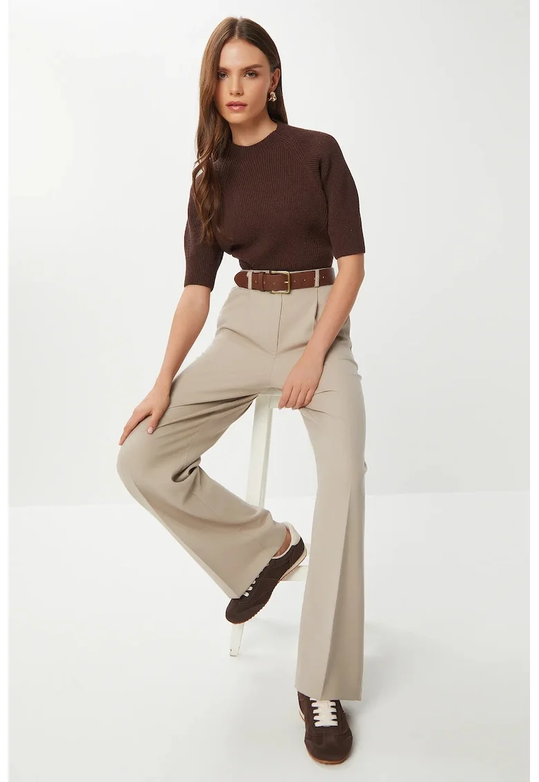 Pantaloni dama, Happiness Istanbul, bej, textil, Bej Natural
