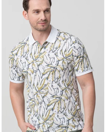 Tricou din amestec de bumbac cu imprimeu Split, Bej/Verde masliniu/Alb murdar
