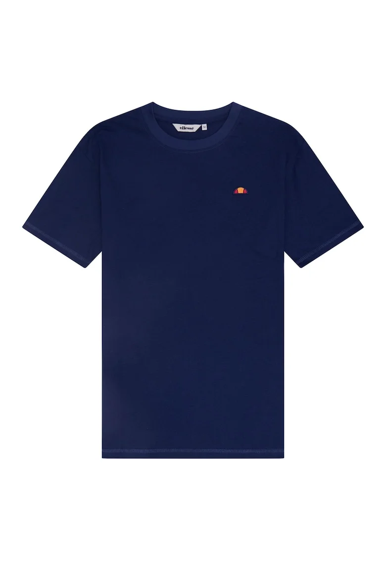 Tricou din bumbac cu decolteu la baza gatului, Albastru inchis