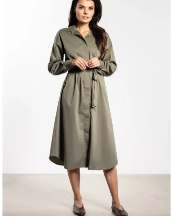 Rochie camasa midi  A736, verde, maneci lungi