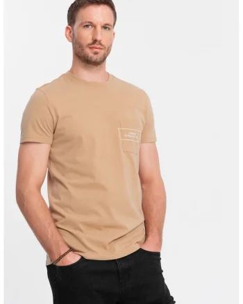 Tricou cu logo, Maro camel