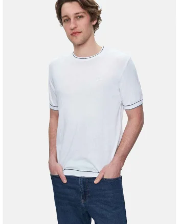 Tricou regular fit cu decolteu la baza gatului Fared, Alb