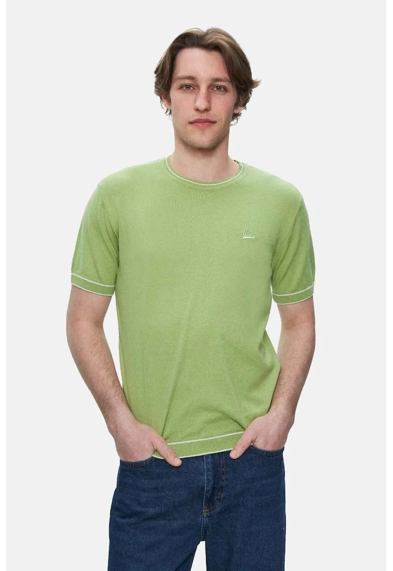 Tricou regular fit cu decolteu la baza gatului Fared, Verde