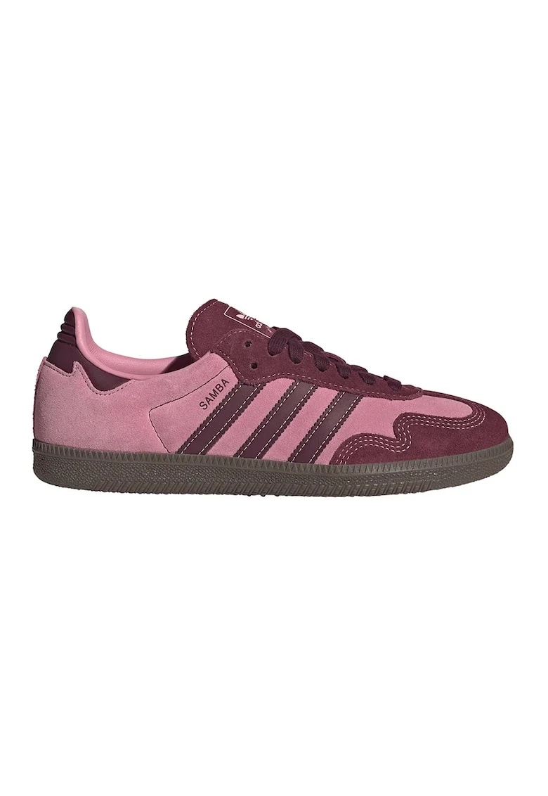 Pantofi sport Samba de piele intoarsa, Visiniu/Roz pastel/Caramel