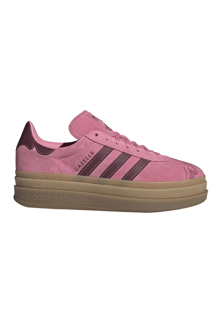 Pantofi sport Gazelle Bold de piele intoarsa, Roz pastel/Rosu inchis/Caramel