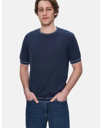 Tricou regular fit cu decolteu la baza gatului Fared, Bleumarin
