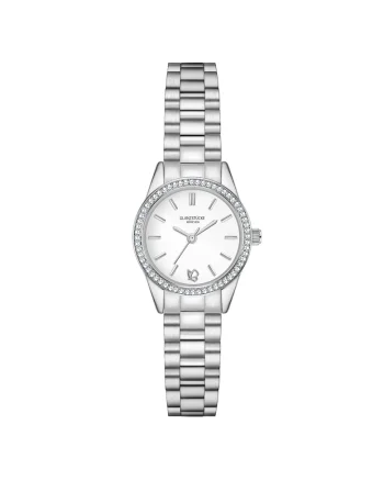 Ceas quartz cu cristale pe coroana, Argintiu