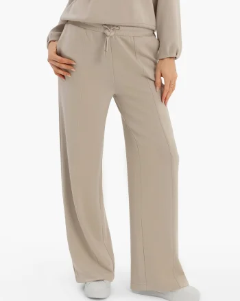 Pantaloni de trening femei cu picior lat,  N-Erla, bej, Bej