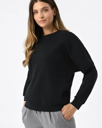 Bluza de trening lejera din amestec din bumbac uni,  B-Allure, negru, Negru