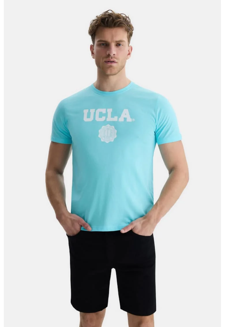 Tricou cu imprimeu contrastant Gayley, Albastru