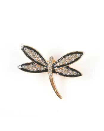 Brosa martisor libelula cu pietre si contur negru