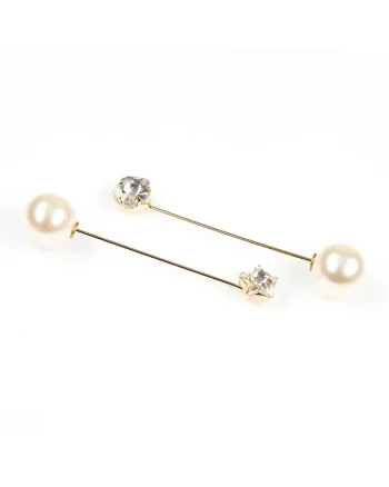 Brosa martisor dublu cu perle albe